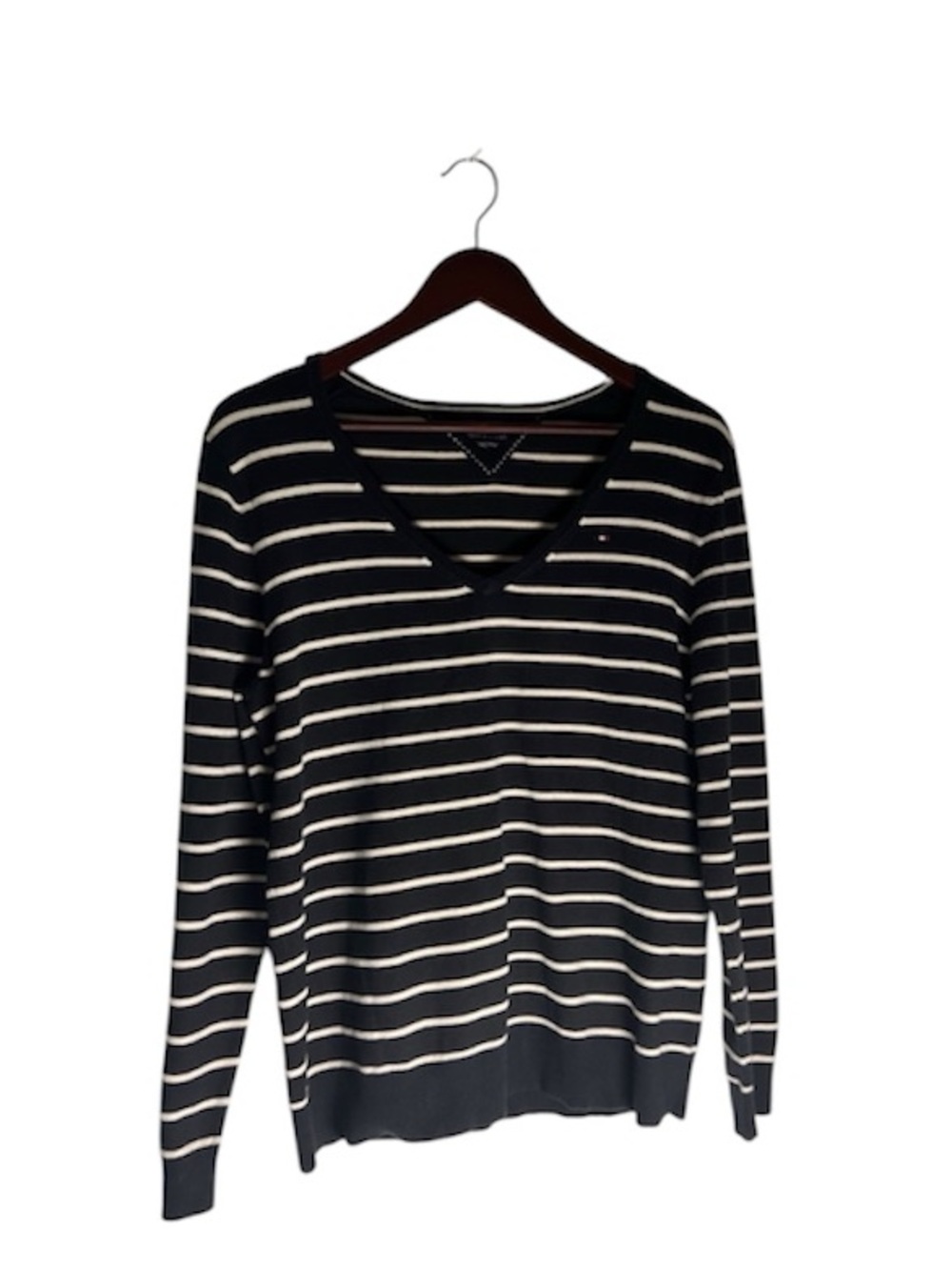Tommy hillfiger Striped V-Neck Women's Sweater - Navy and White no size tag